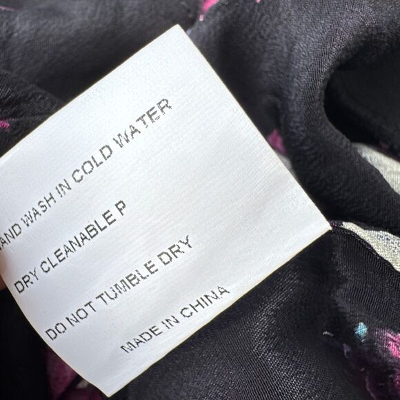 Women's Skull Print Hoodie Floral AOP Washed Silk Puff Sleeves Size M Tilly Rose - Picture 5 of 11